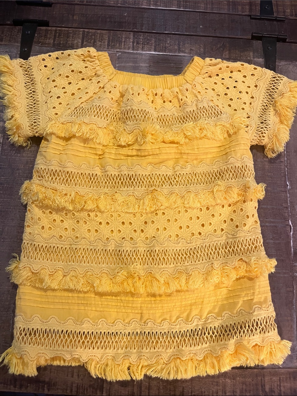 Girls' Yellow Crochet Fringe Dress
